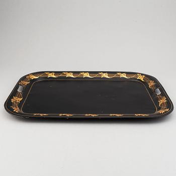 Two painted flower pots and 3 trays, 19th/20th Century.