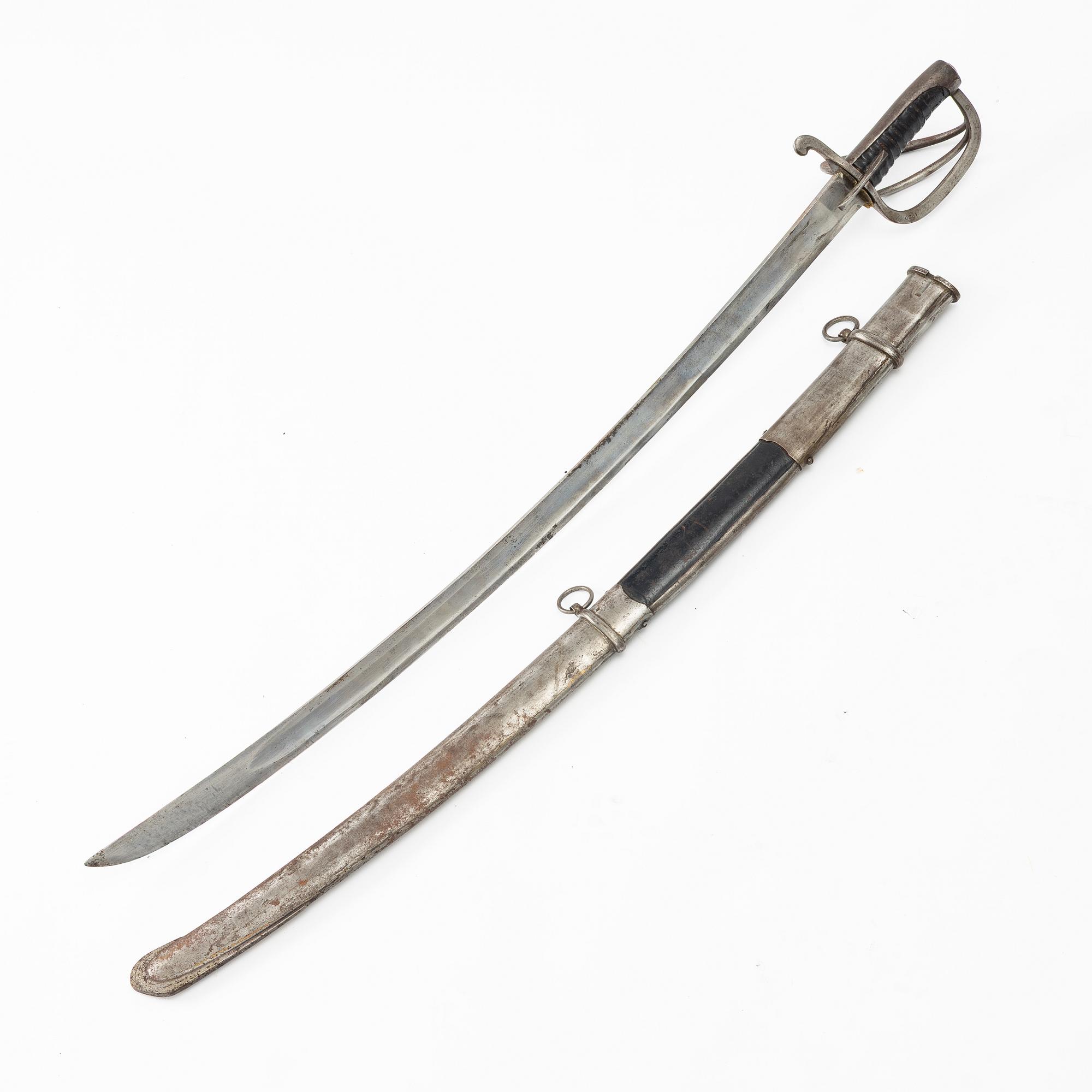 Swedish sabre, m/1825 for hussar troops, with scabbard.