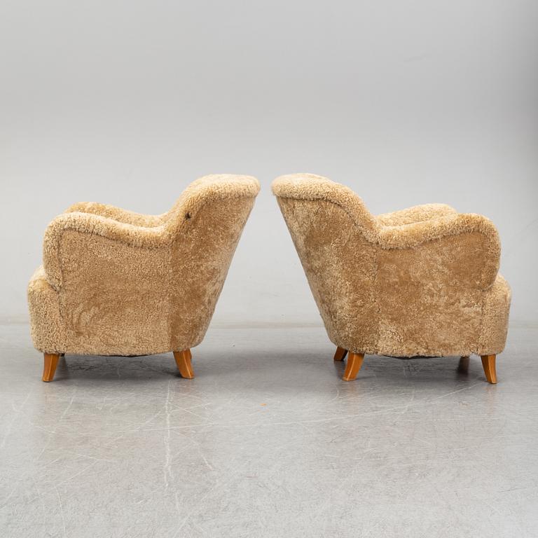 A pair of scandinavian armchairs from the 1930's/40's.