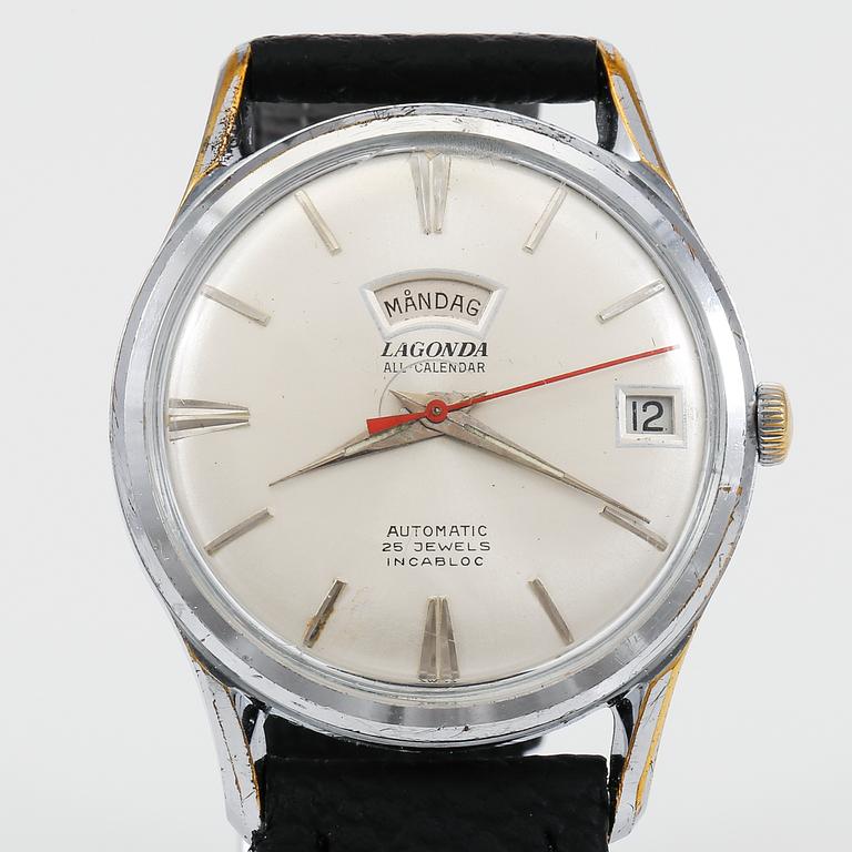 ARMBANDSUR, stål, Lagonda All Calendar Automatic  25 jewels Incabloc.