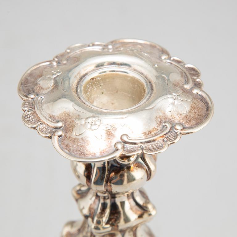 LJUSSTAKAR, ett par, silver, GAB, Stockholm, 1949.