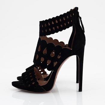 Alaïa, a pair of black suede sandals, size 37 1/2.