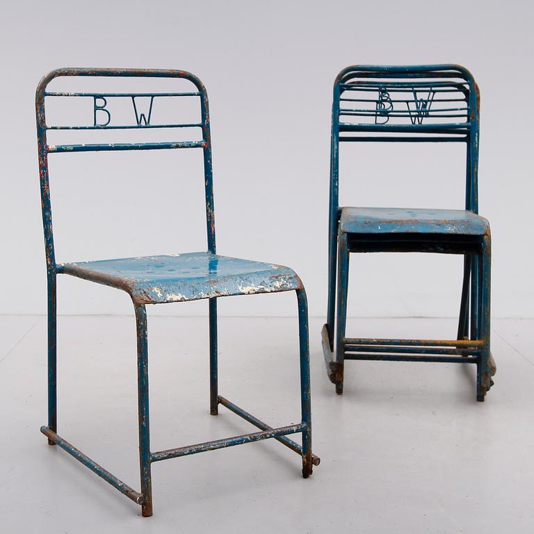 STOLAR, 4 st, industrimodell, märkta B W, 1900-talets första hälft.
