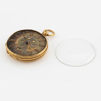 Pocket watch, 18K gold, 44 mm.