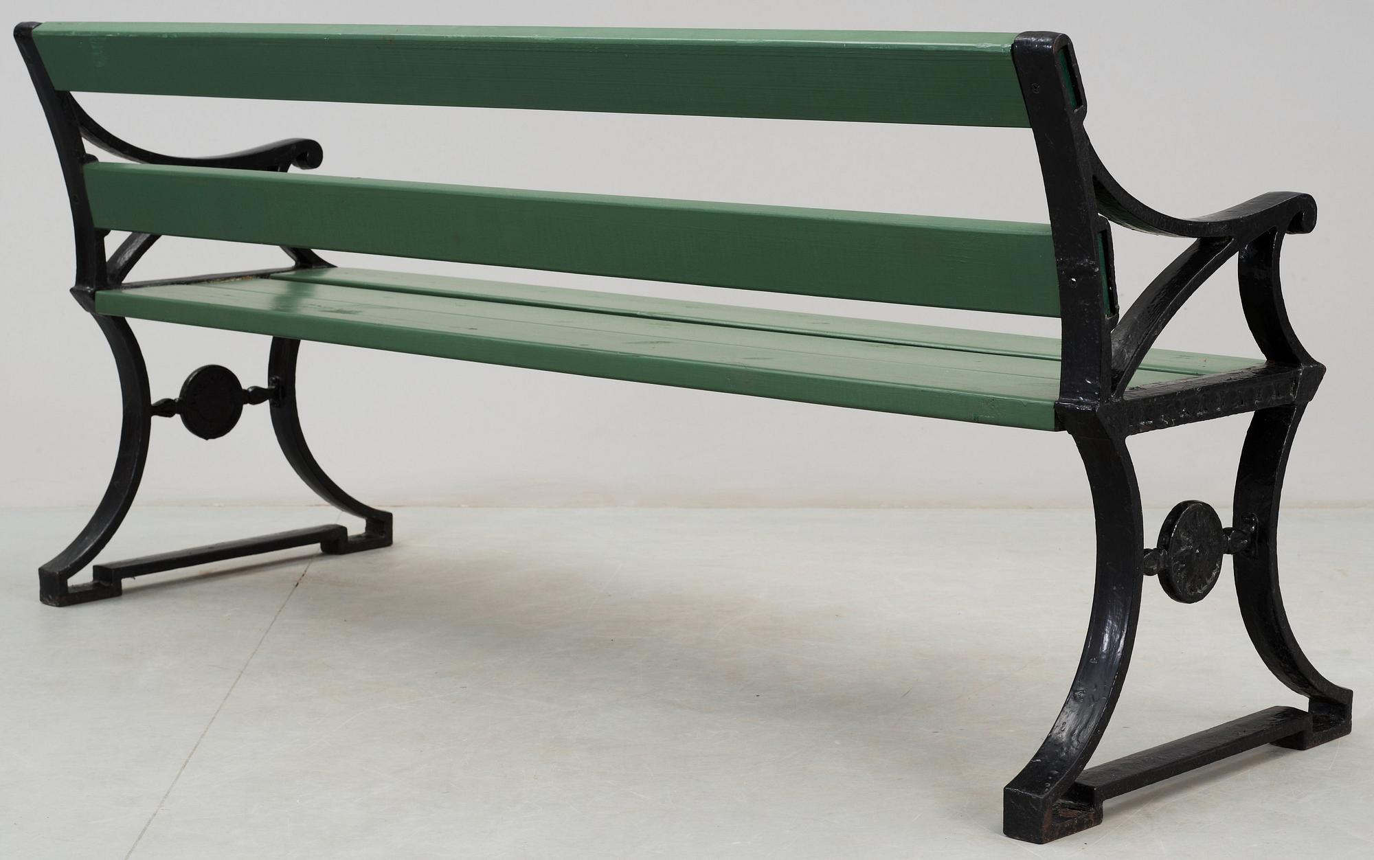 A Folke Bensow cast iron park sofa, 'Trädgårdsmöbeln Näfveqvarn n:r 3', Näfveqvarn, Sweden.