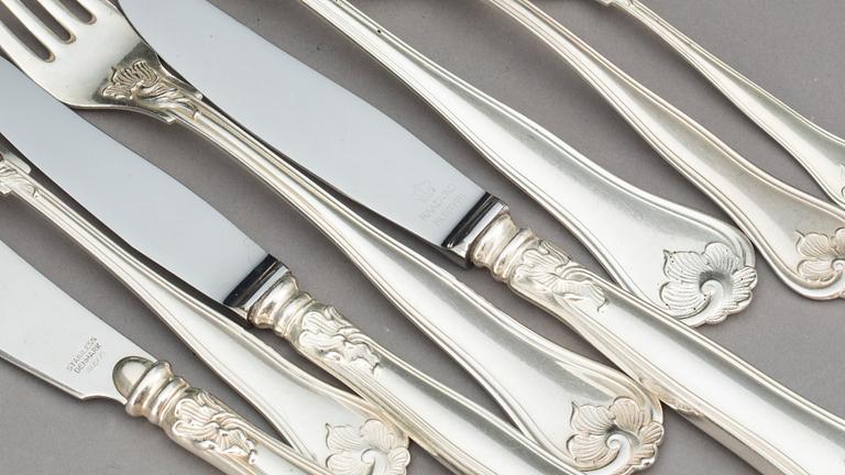 BESTICK, ca 88 delar "Sachsisk", Cohr, silver, 1950-tal, total vikt ca 3200 g.