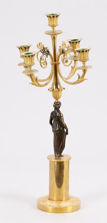 KANDELABER, mässing, empire, troligen Ryssland, 1800-talets första hälft.