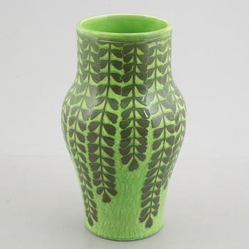 Gunnar Wennerberg, a 'Sgrafitto' creamware vase from Gustafsberg, dated 1900.