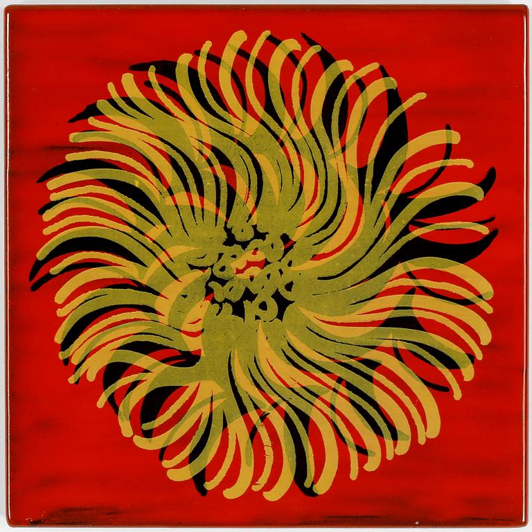 VÄGGPLATTA, emalj på plåt, Bengt Berglund, numrerad 122/300, Gustavsberg 1969.