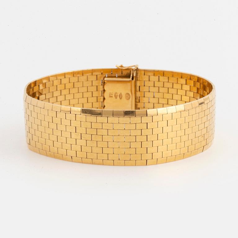 ARMBAND, 18K guld korridormatta, importstämplad.