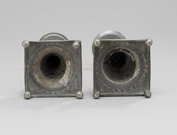 A pair of 18th century pewter candlesticks. Makers mark by Hans Wiksten, Västerås 1782-1810/14.