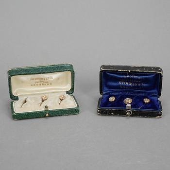 SKJORTKNAPPAR, 3 + 2 st, guld, 4,9 gram.