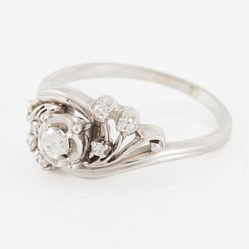 Ring, 18K white gold set with brilliant-cut and octagonal-cut diamonds.