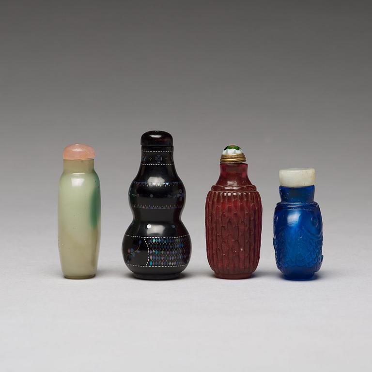 A group of four Chinese snuff bottles.