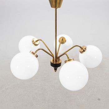 Ceiling lamp, 5-armed, mid-20th century.