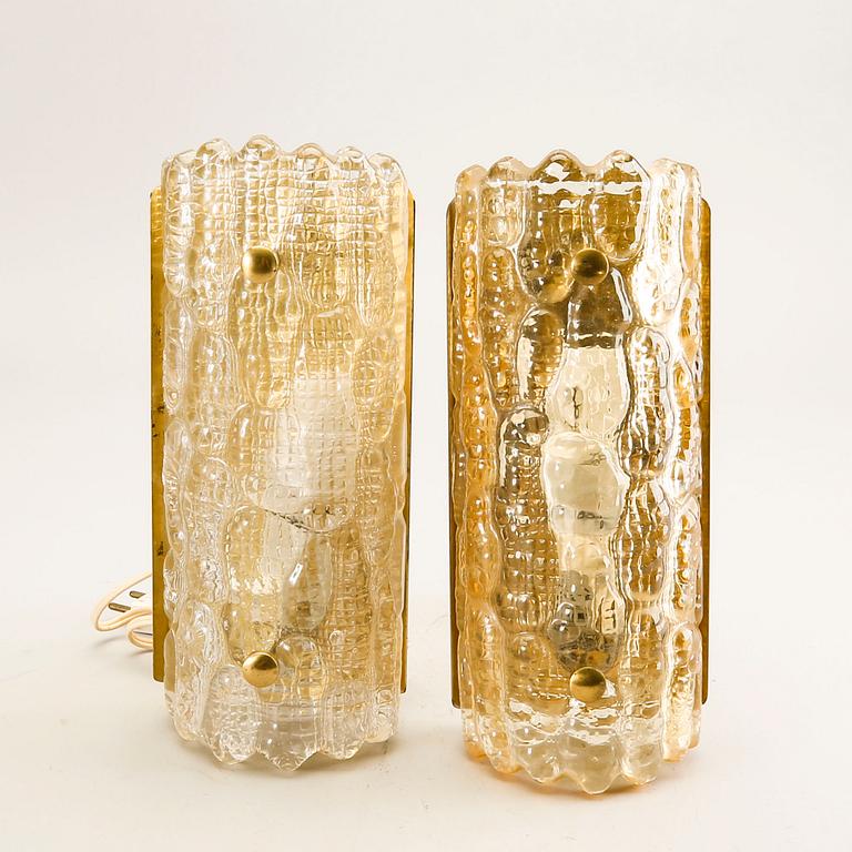 Carl Fagerlund, vägglampor, 2 st, Orrefors, 1950-60-tal.