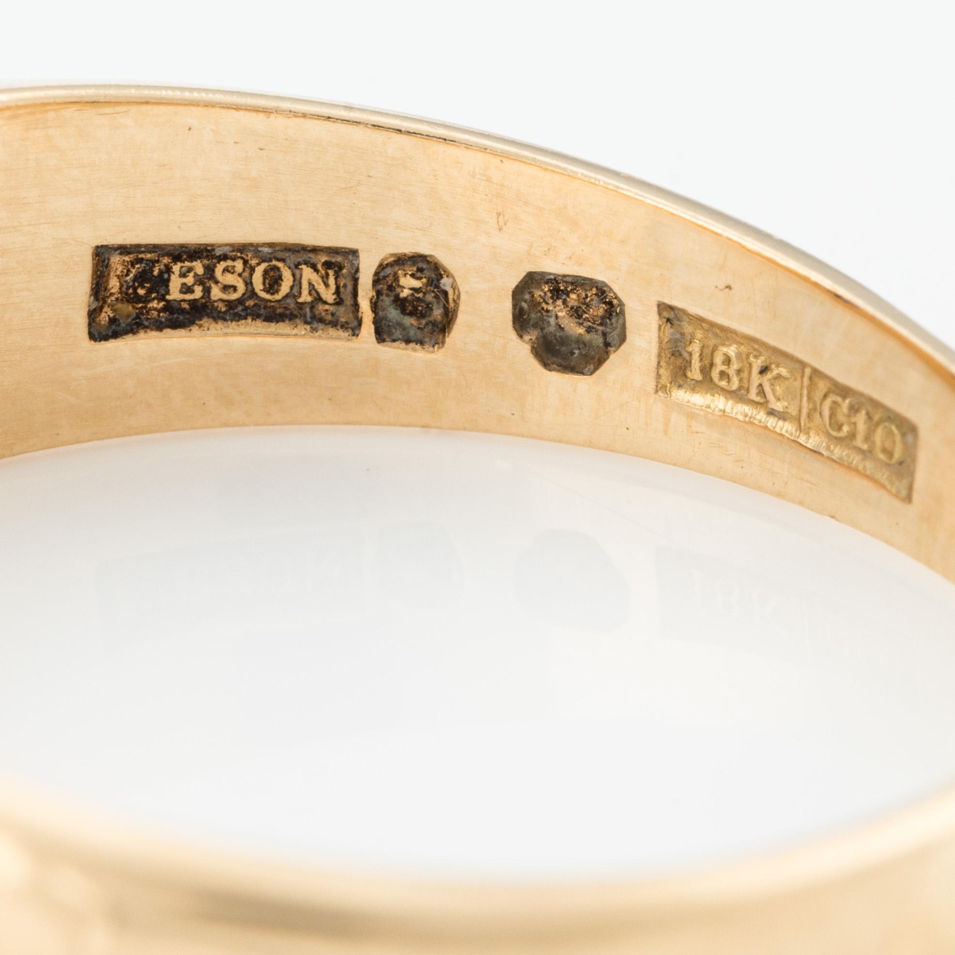 Ring, sk lordring, 18K guld med safir och vita stenar.