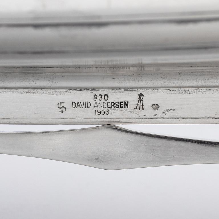 David Andersen, vikingaskepp, ett stort samt två mindre, silver, Norge, tidigt 1900-tal.