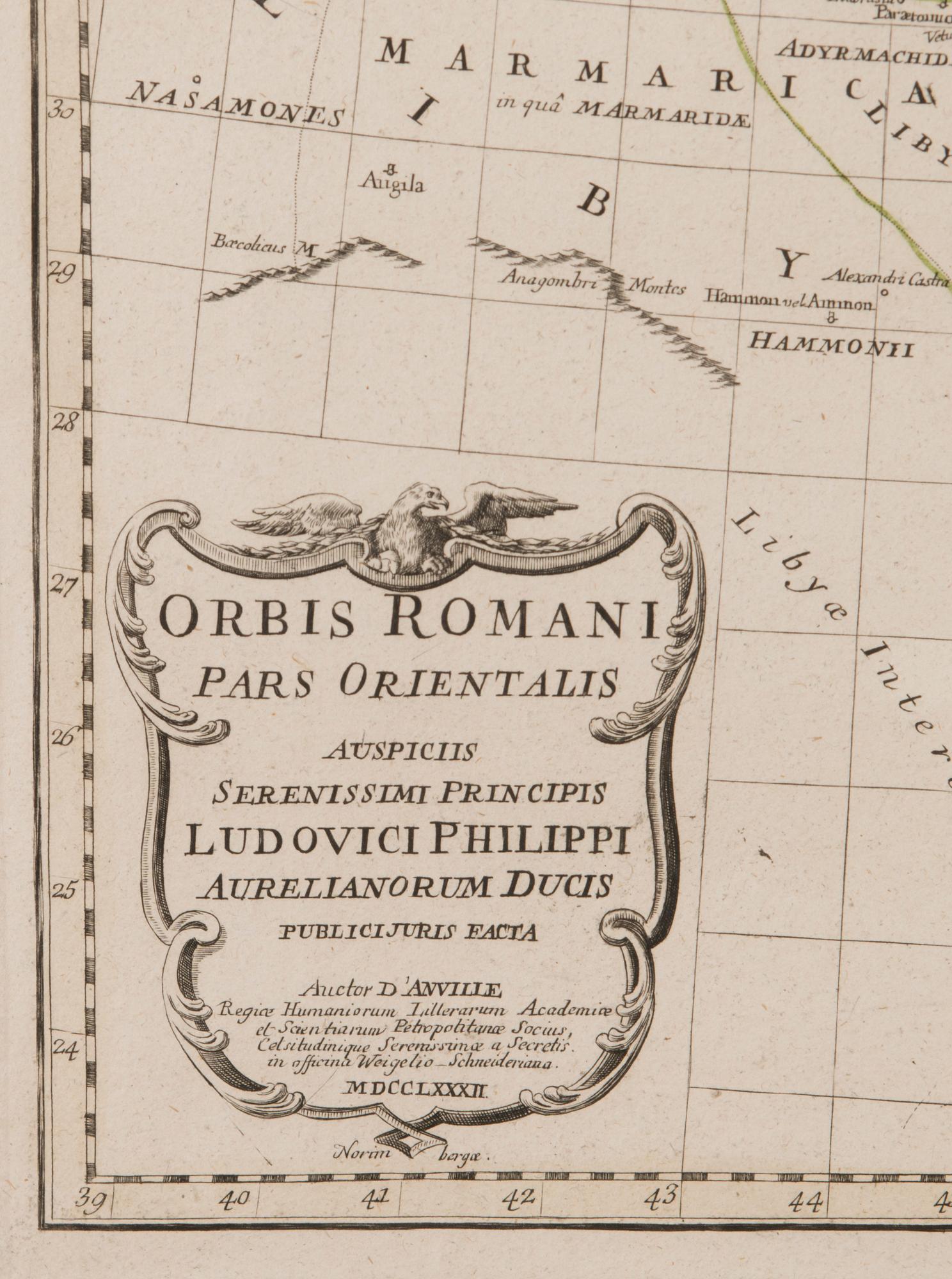 KARTA, Orbis Romani Pars Orientalis 1782, kopparstick, J.B.B. D'Anville.