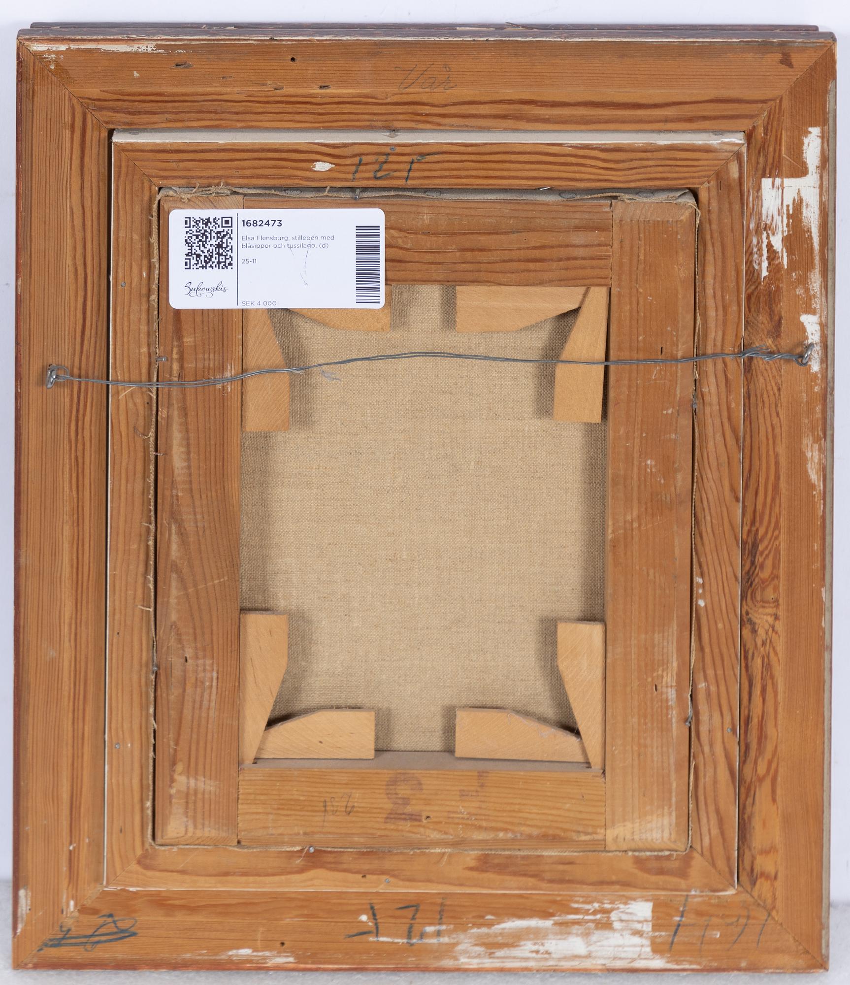 Elsa Flensburg, Still life with hepatica and coltsfoot.