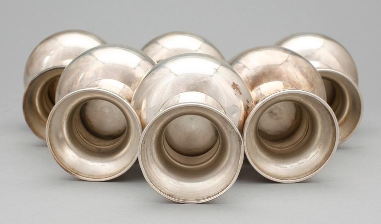 BÄGARE, 6 st, silver, Tyskland, 1900-tal. Totalvikt 825 gram.