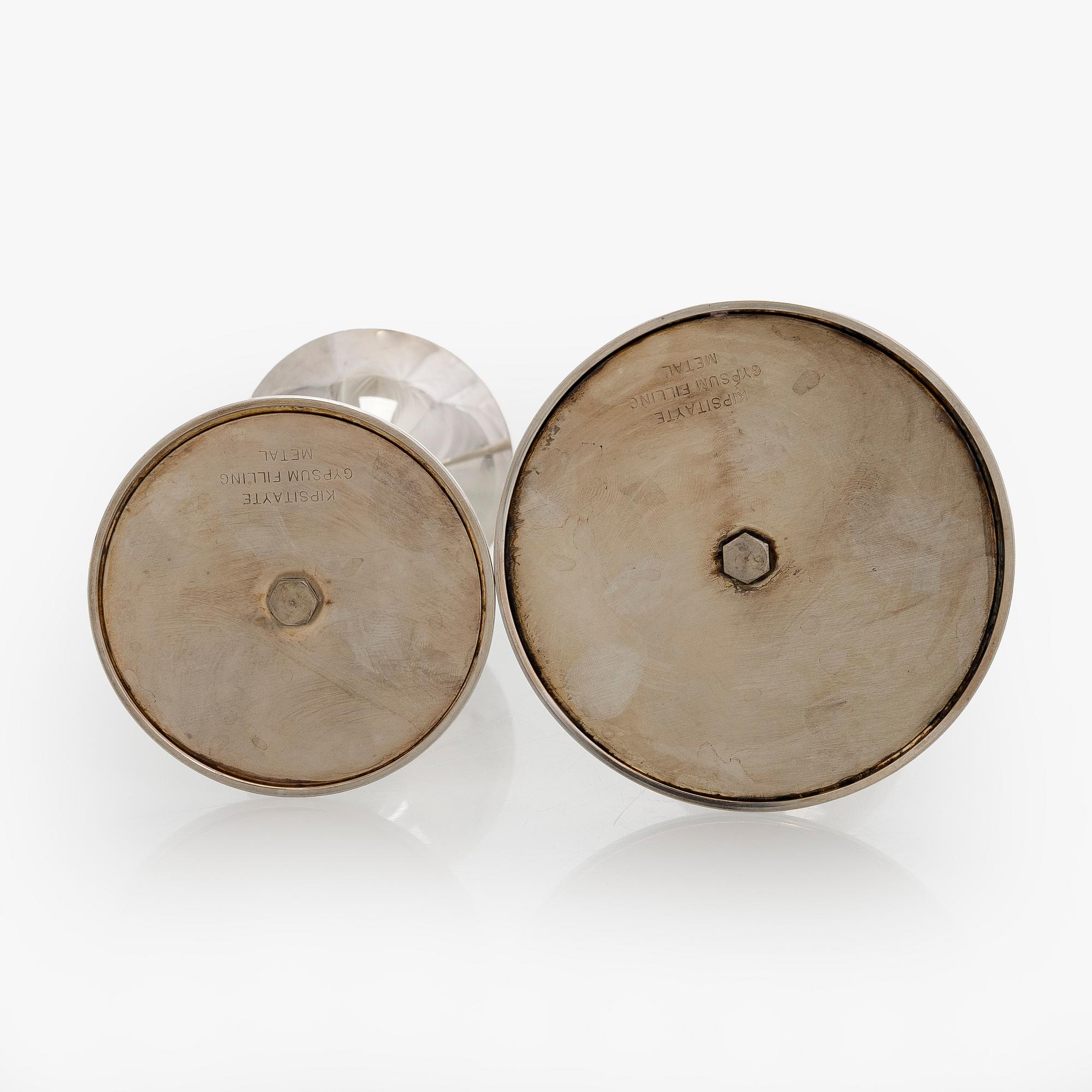 Tapio Wirkkala, Ljusstakar, 2 st, silver, "Trumpetti", Kultakeskus, Tavastehus 1989 och 1990.