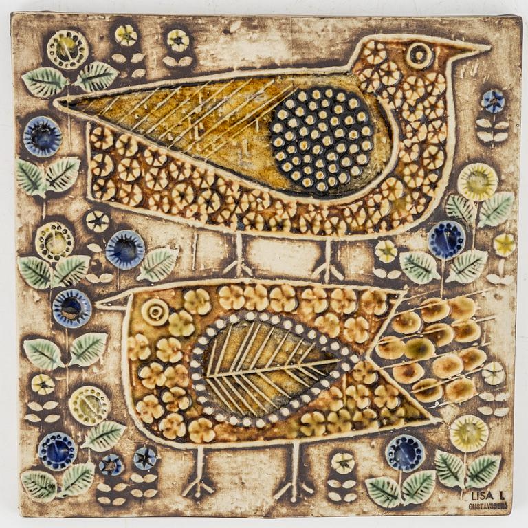 Lisa Larson, wall reliefs, 2 pieces, stoneware, Gustavsberg.