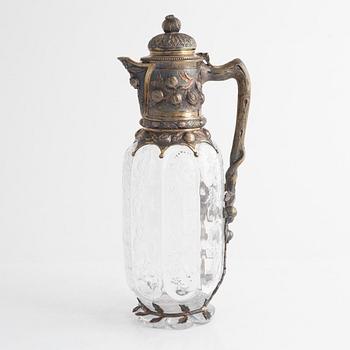 An English Silver and Glass Decanter, mark of Elkington & Co, London 1884.