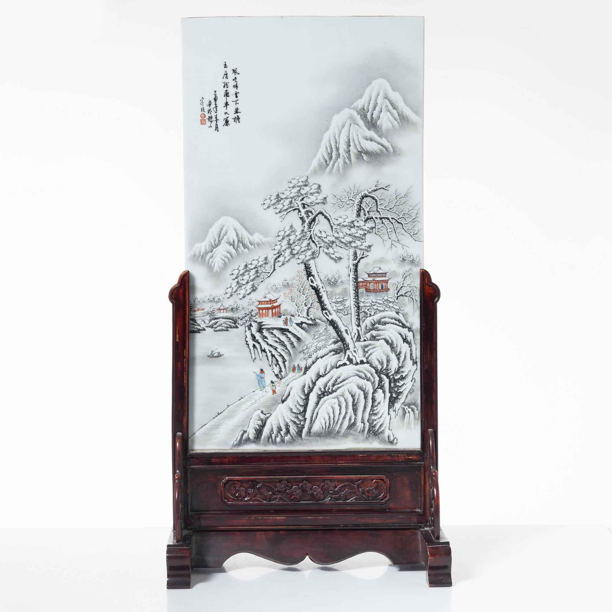 Panel, porslin, Kina, 1900-tal.