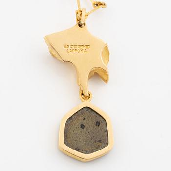 Björn Weckström, necklace "Joik" 18K gold with copper ore, Lapponia 1976.