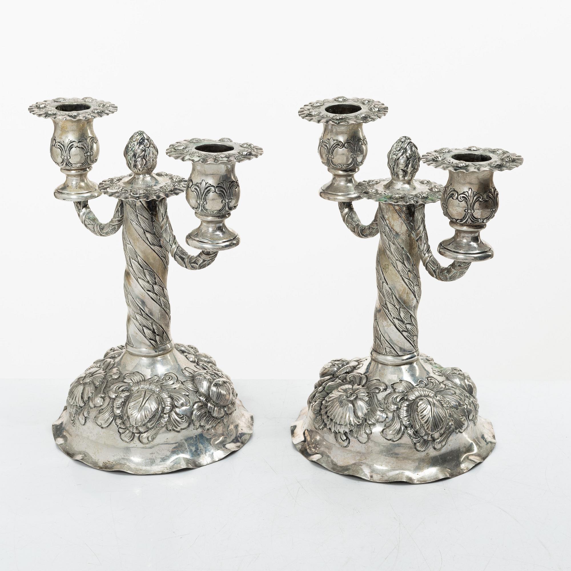 Kandelabrar, ett par, silver, barockstil, Tyskland 1900-tal.