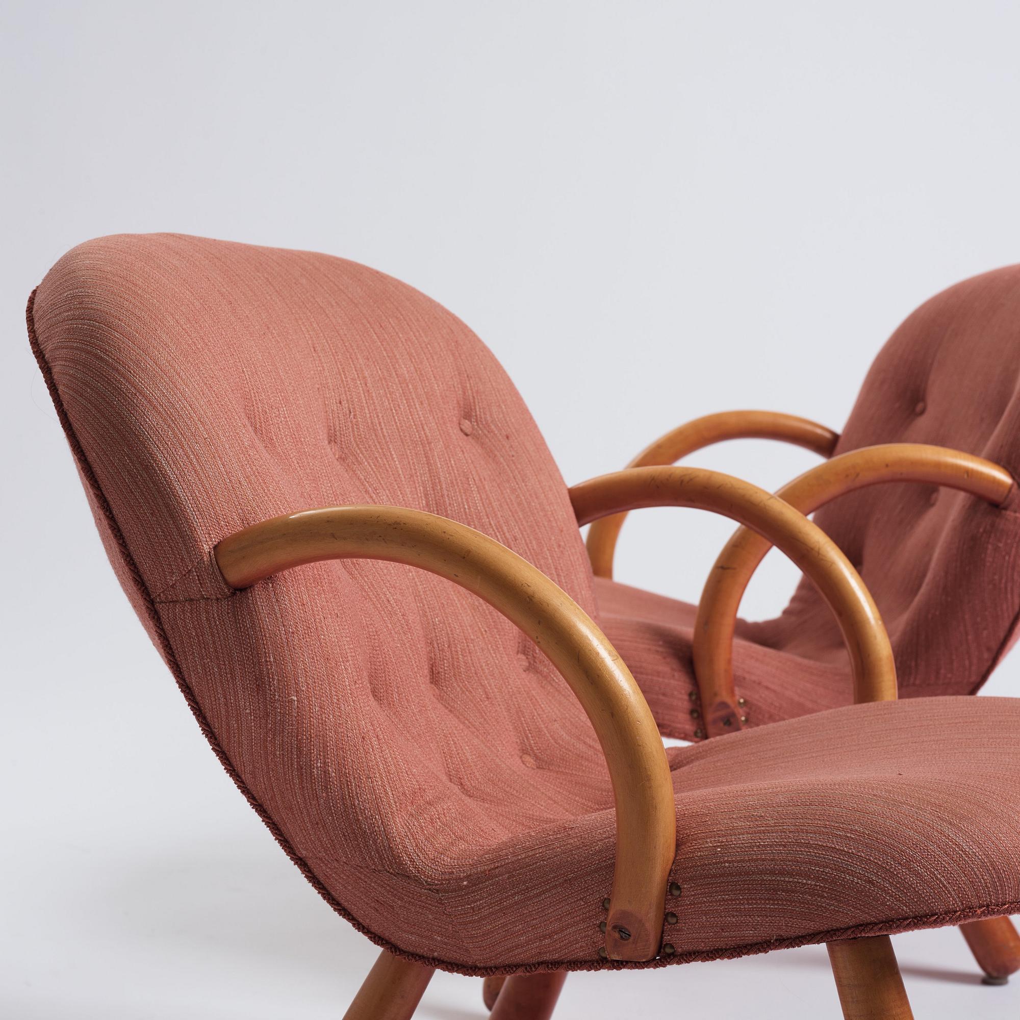 Swedish Modern, a pair of 'Clam Chairs', possibly by Erik Eks Snickerifabrik, probably 1950s.