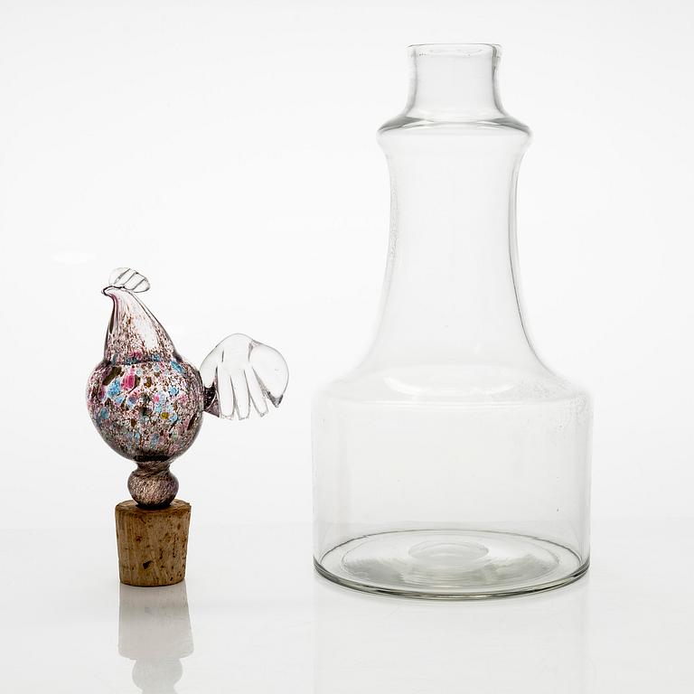 Kaj Franck, karahvi, malli 1502, "Kukkopullo" signeerattu K. Franck Nuutajärvi Notsjö -63.