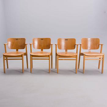 ILMARI TAPIOVAARA, tuoleja, 4 kpl, "Domus", Keravan Puuteollisuus, 1950-luku.