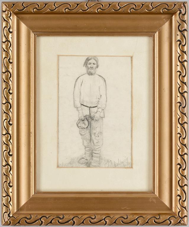 FEDOR IVANOVICH CHALIAPIN, tillskriven, blyertsteckning. Signerad.