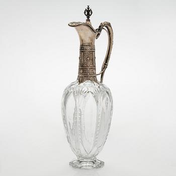 Vinkanna, silver och glas, tidigt 1900-tal.