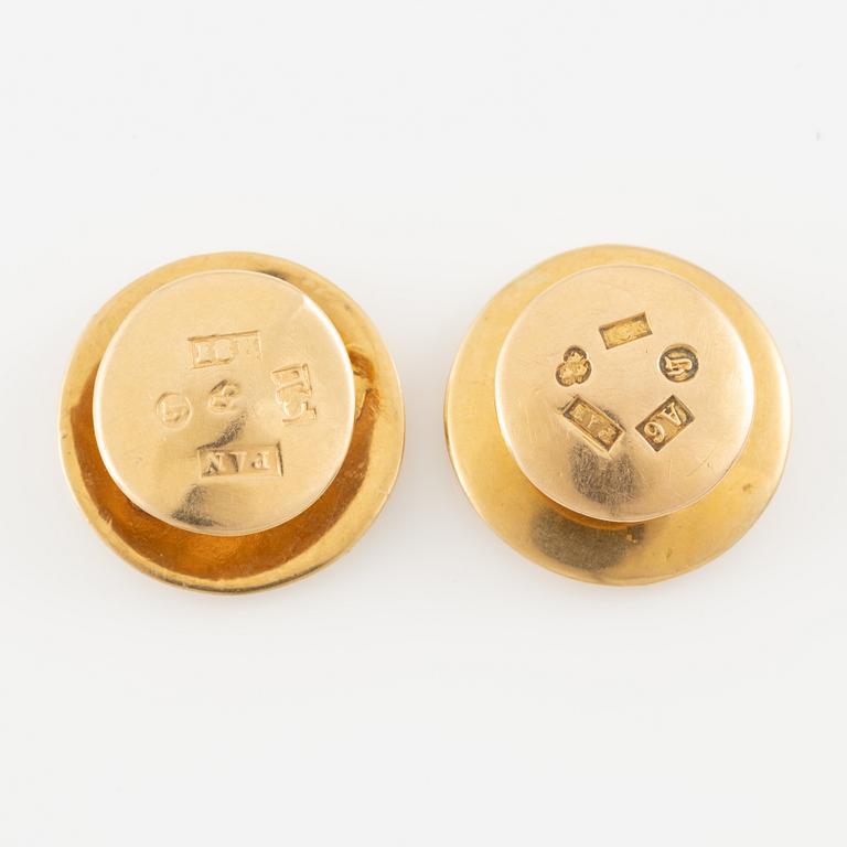 Manschettknappar och skjortknappar, sex stycken, 18K guld.