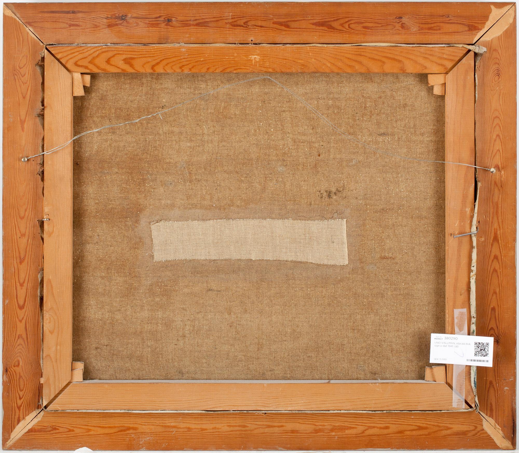 UNO VALLMAN, olja på duk, sign o dat 1941.