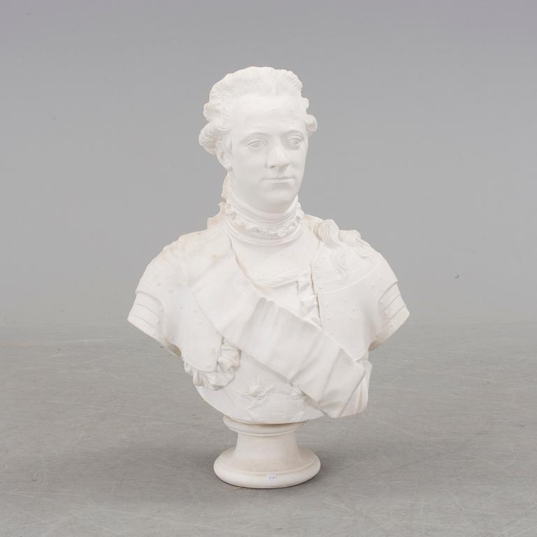 JOHAN TOBIAS SERGEL, after. A plaster bust of Gustav III.
