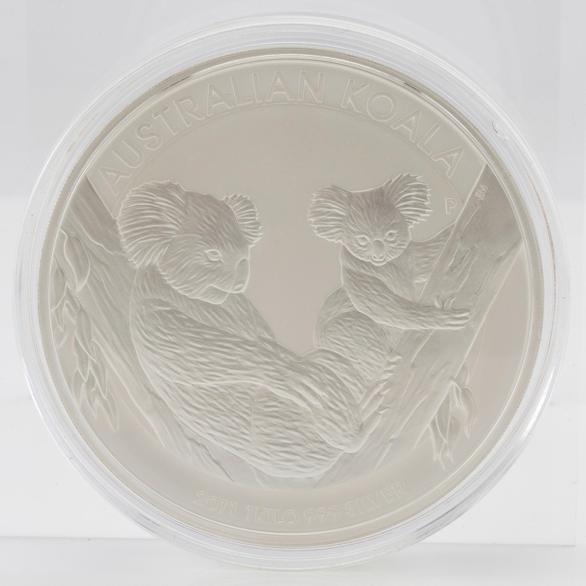 Mynt 999 silver 1kg "Australian Koala" 30 dollar, Elisabeth II 2011.