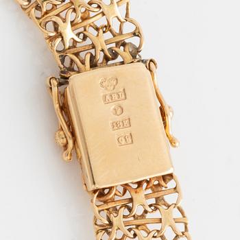 Armband, x-länk med stav, 18K guld.