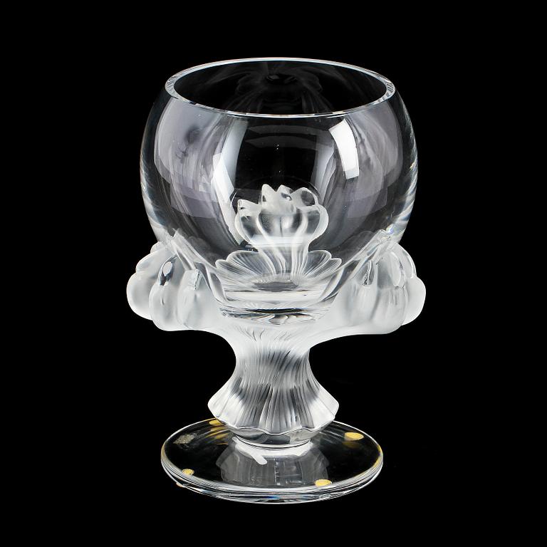 SKÅL PÅ FOT, glas, Lalique, sign "Lalique France".