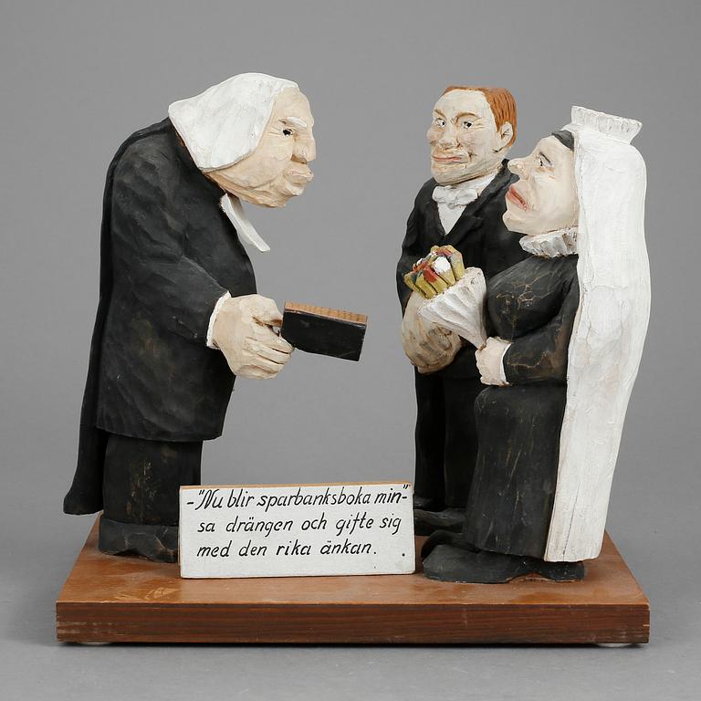 OKÄND KONSTNÄR, trä. John Ferneborg. Signerad och daterad 67.