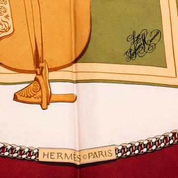 HERMÈS, scarf, "Les Amazones", Rybal and LeDoux, Original issue, 1967.