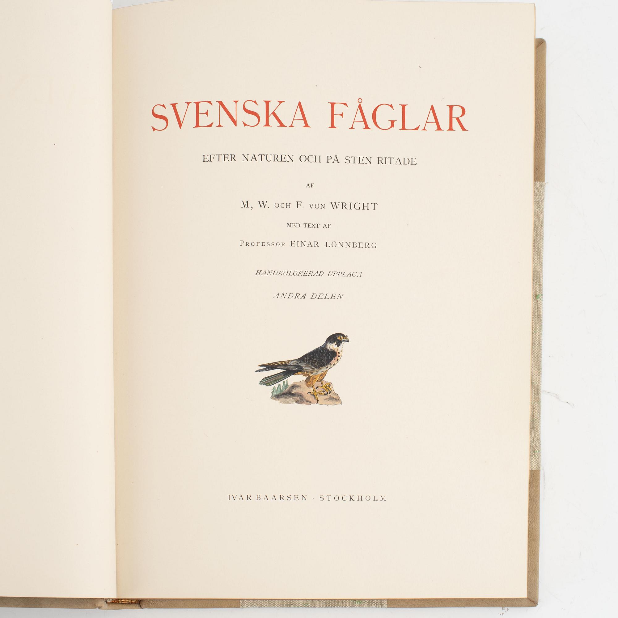Bibliofilupplagan av von Wright: Svenska fåglar.