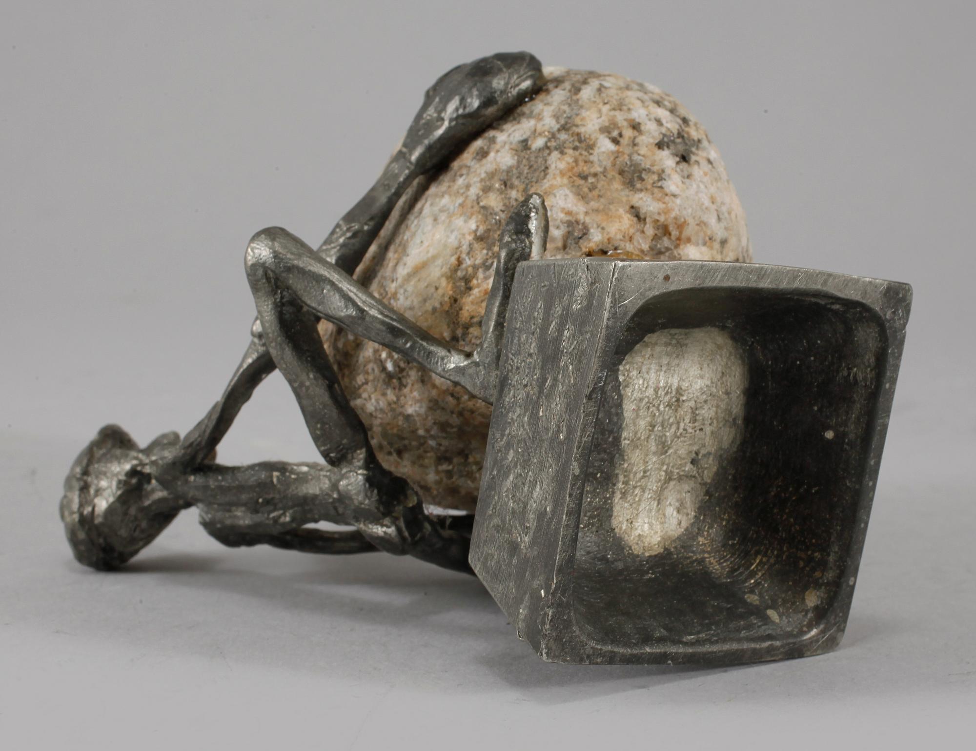 HENRY GUSTAFSSON, skulptur, tenn och sten, "Lyftet", signerad.