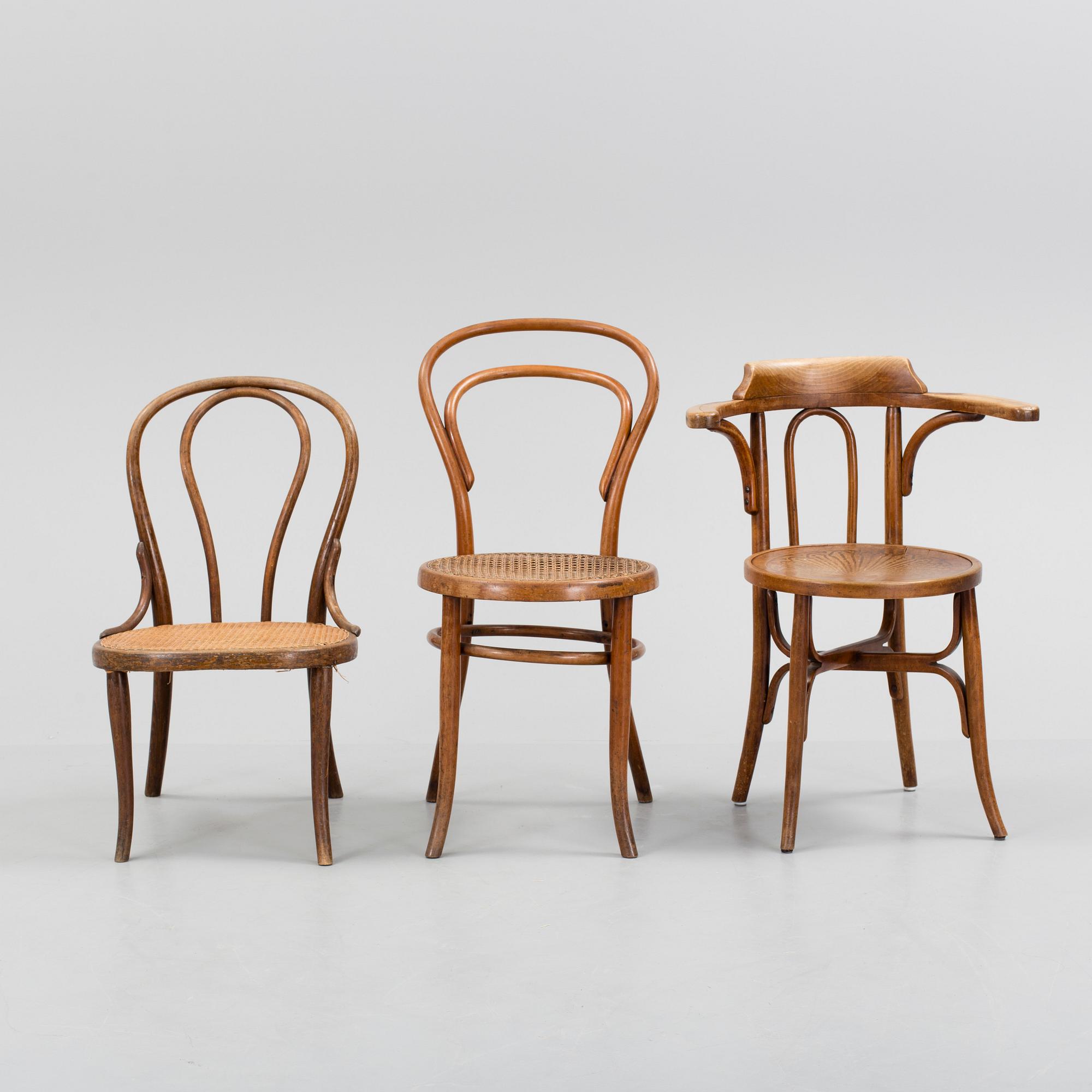 3 charir, among one is marked Thonet from the early 20th century.