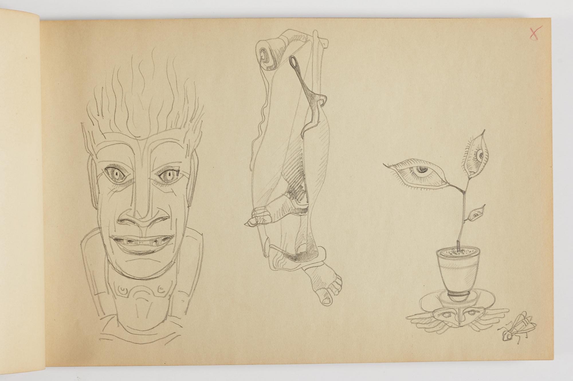 GÖSTA ADRIAN-NILSSON, skissblock, 1920/30-tal, av konstnären egenhändigt inskriberad GAN med blå färgpenna på pärmen.