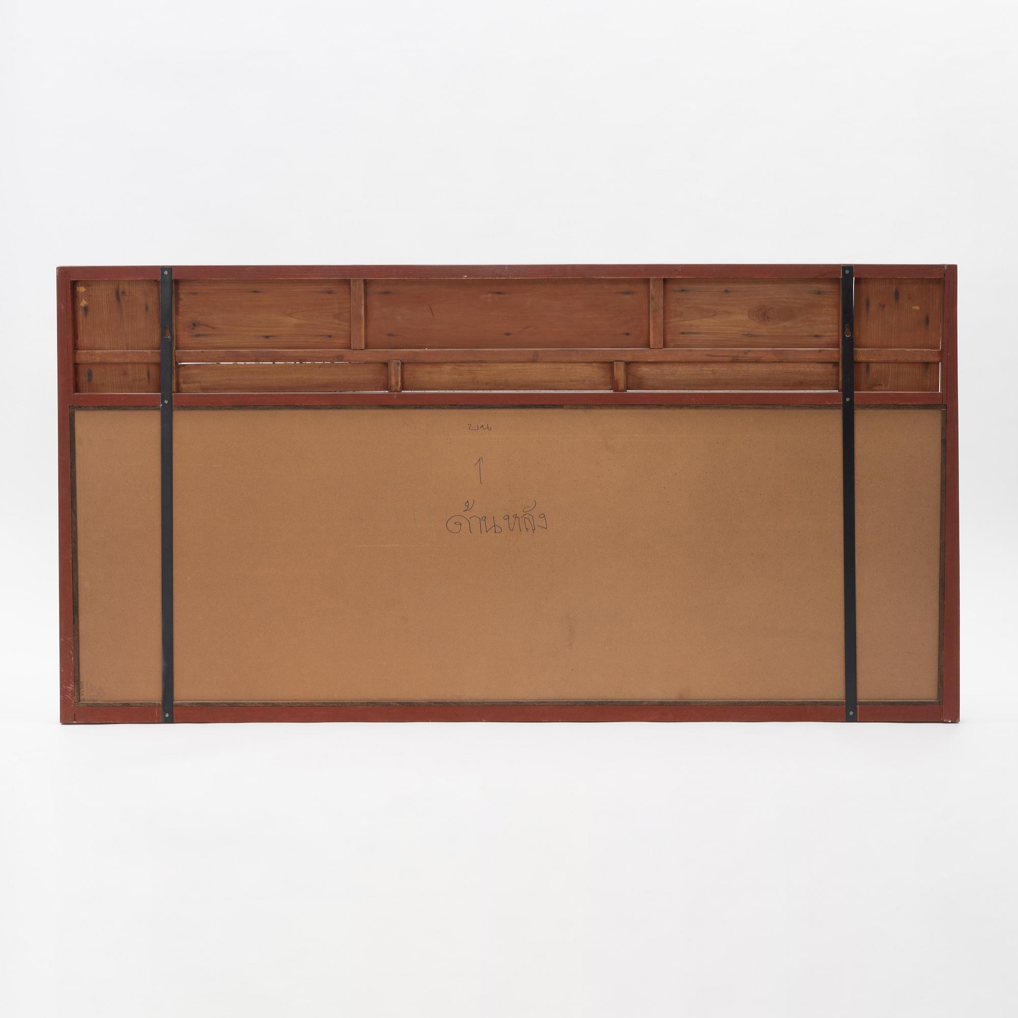 A Chinese gilt and lacquer wooden mirror, 20th century.