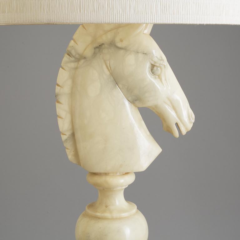 a pair of Italian alabaster table lights from the second half of the 20th century.